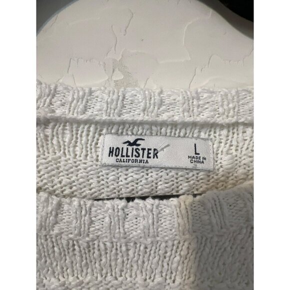 Hollister Sz L White Casual Coastal Beachy Long Sleeve Crew Neck Sweater Lightwe - Picture 4 of 8